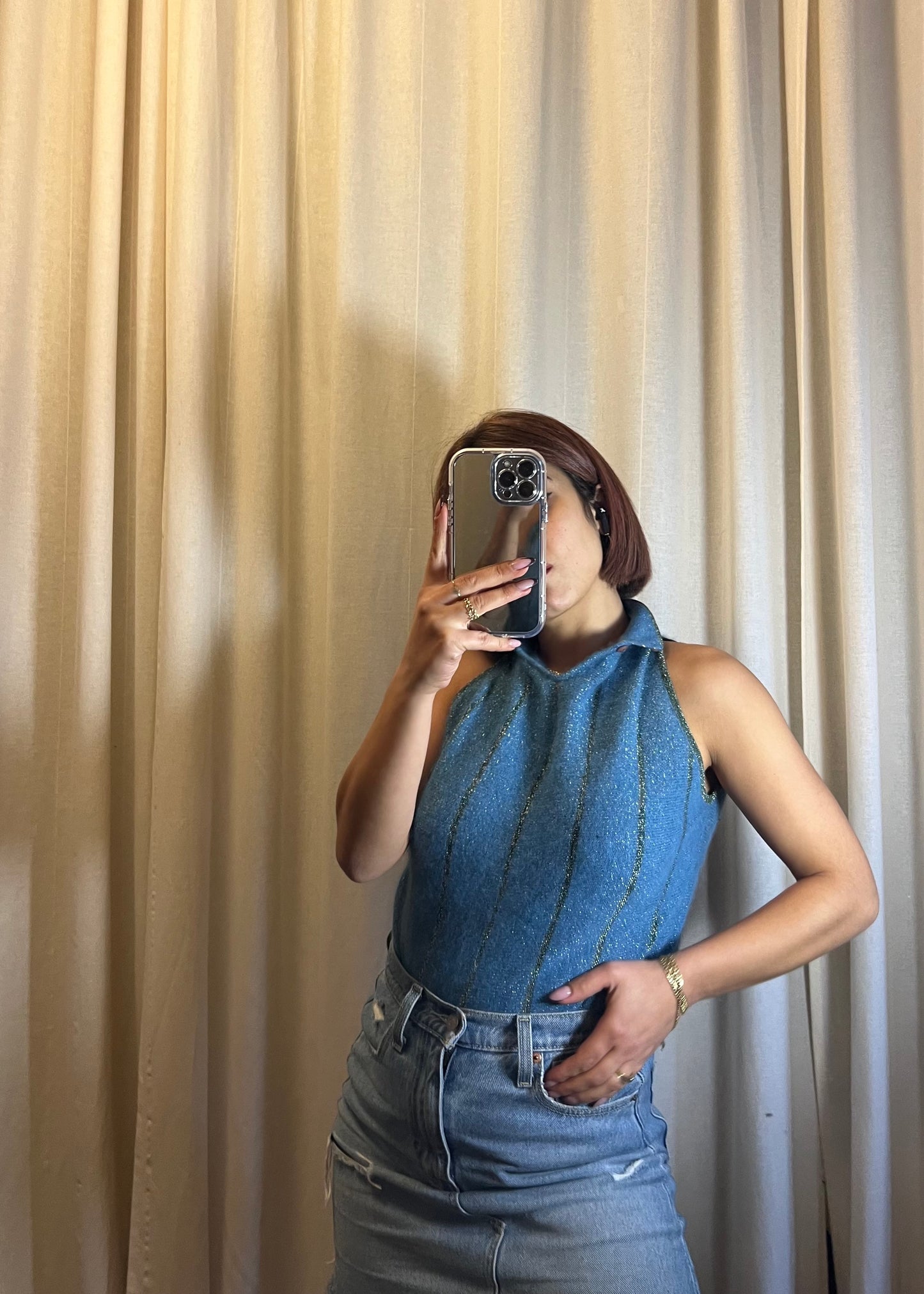 Maglione smanicato in angora