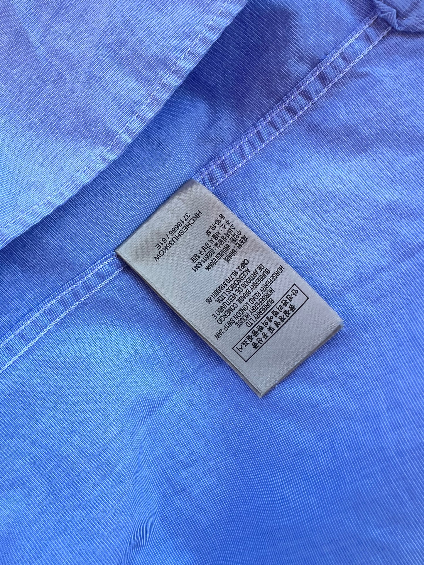 Camicia Azzurra Burberry Brit con Dettagli Check