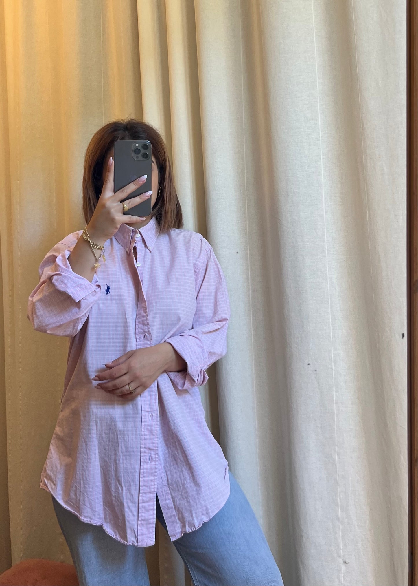 Camicia Ralph Lauren Custom Fit a quadretti rosa e azzurri – Ottimo stato