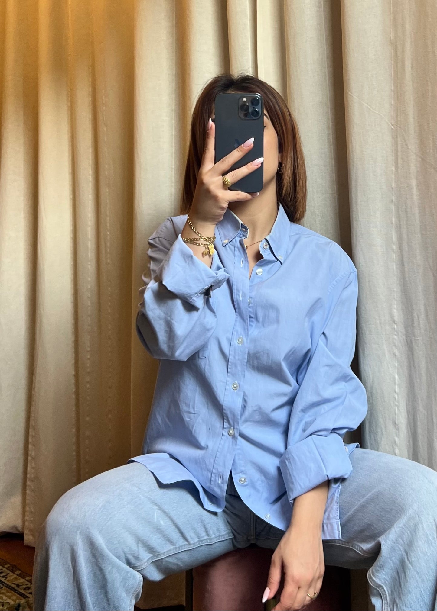 Camicia Azzurra Burberry Brit con Dettagli Check