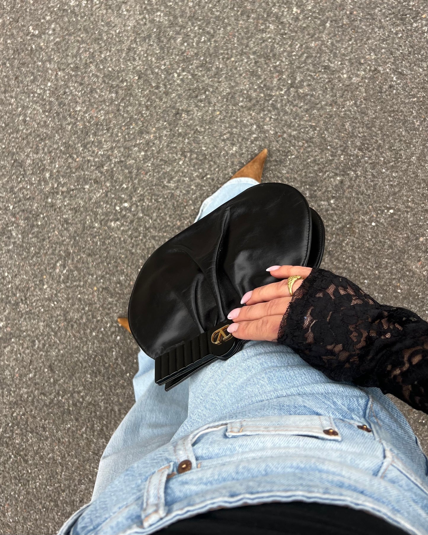 Valentino Garavani – Borsa Vintage a clutch/ Tracolla in Pelle Plissé