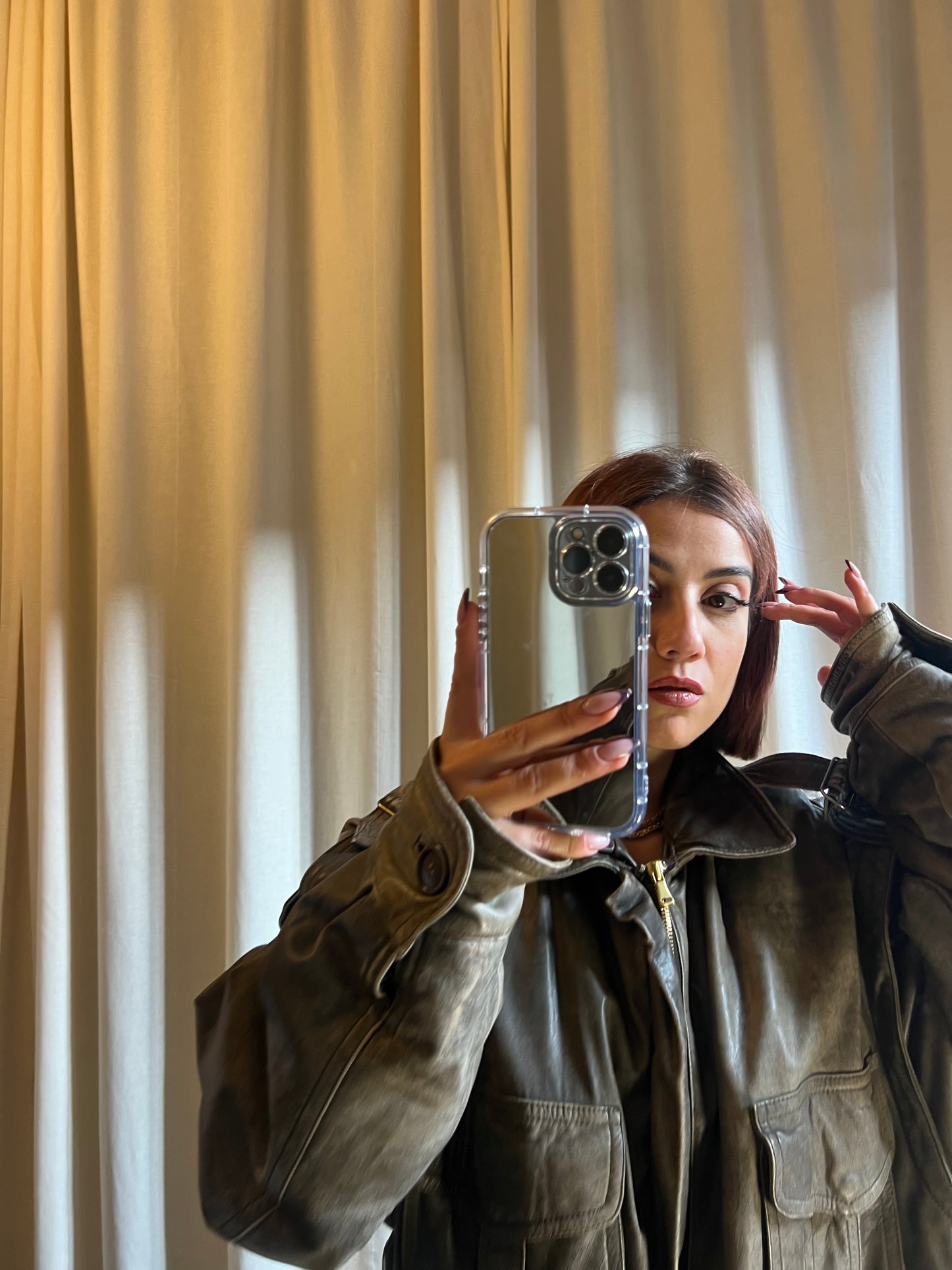 Giacca over in pelle