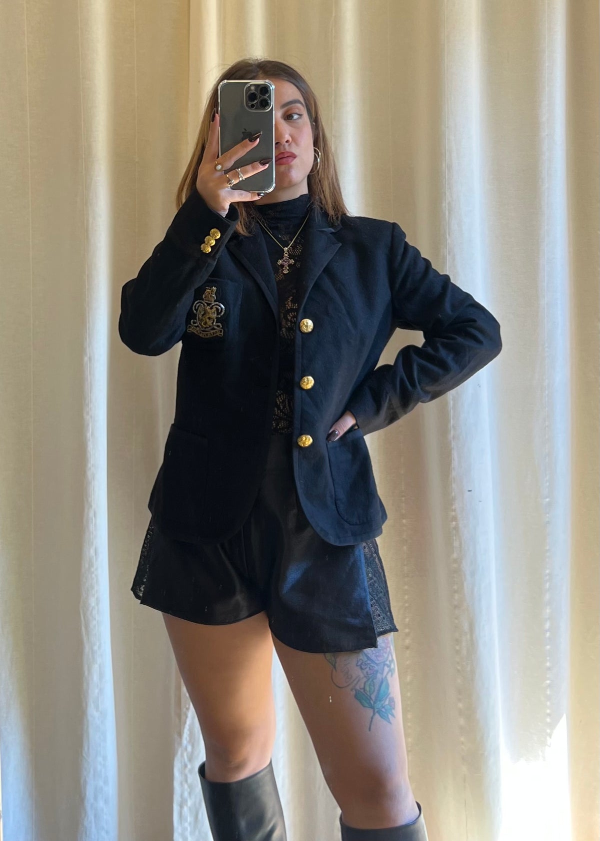 Blazer SportMax Nero con Bottoni Gioiello Gold & Black