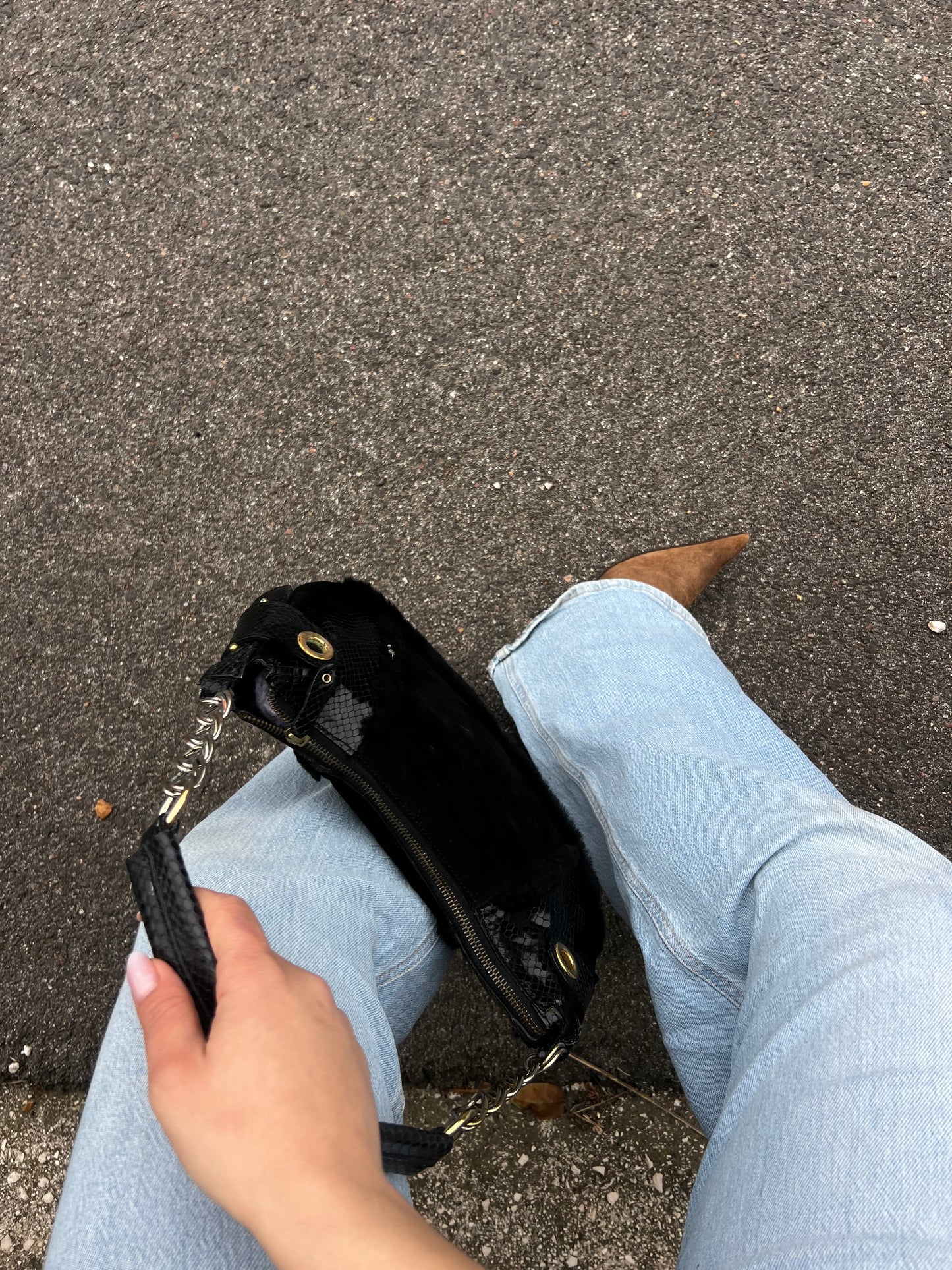 Borsa a spalla D&G Dolce & Gabbana Vintage - Mix Texture & Shearling