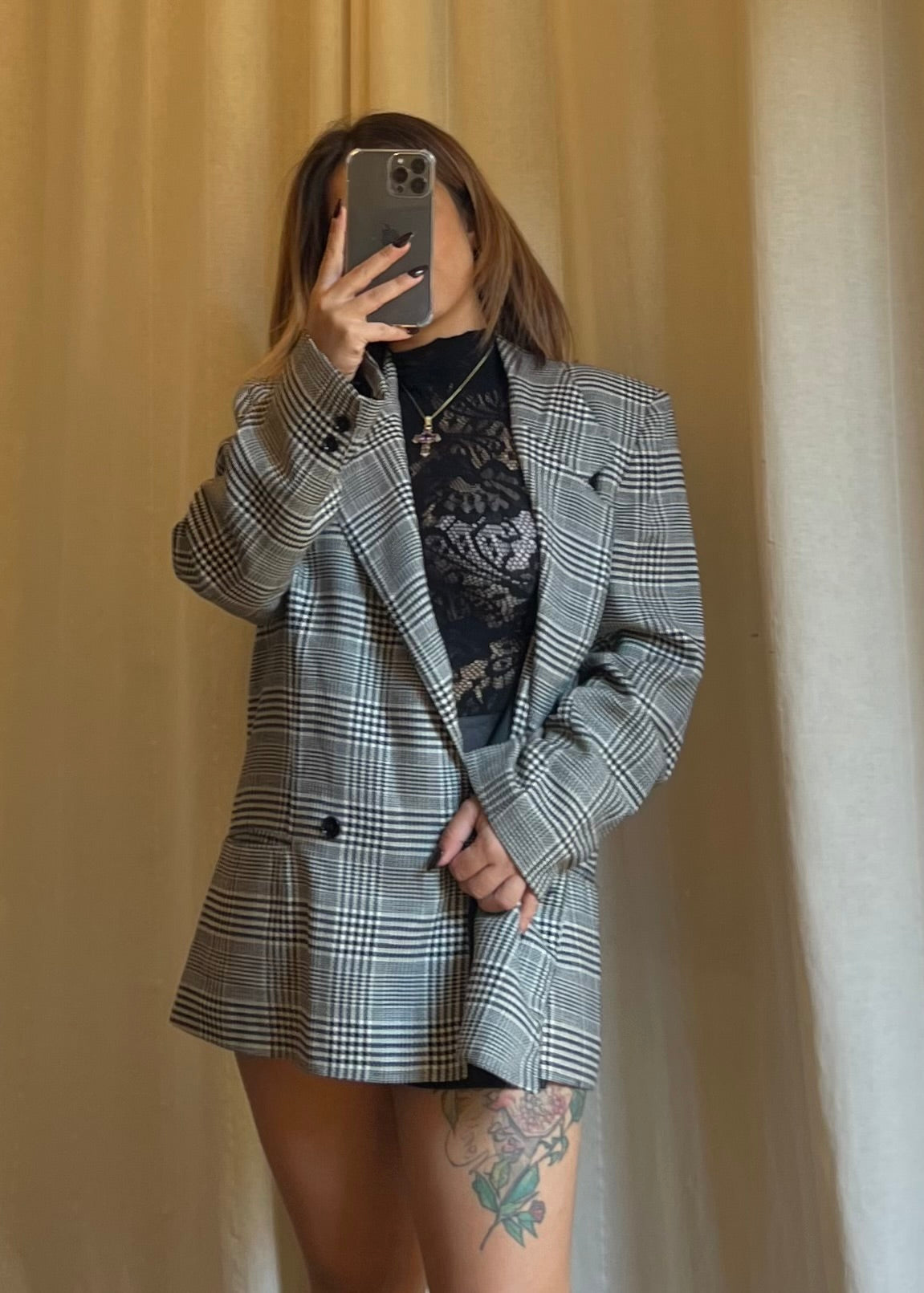 Blazer Vintage doppiopetto in Pura Lana Vergine – Motivo Principe di Galles