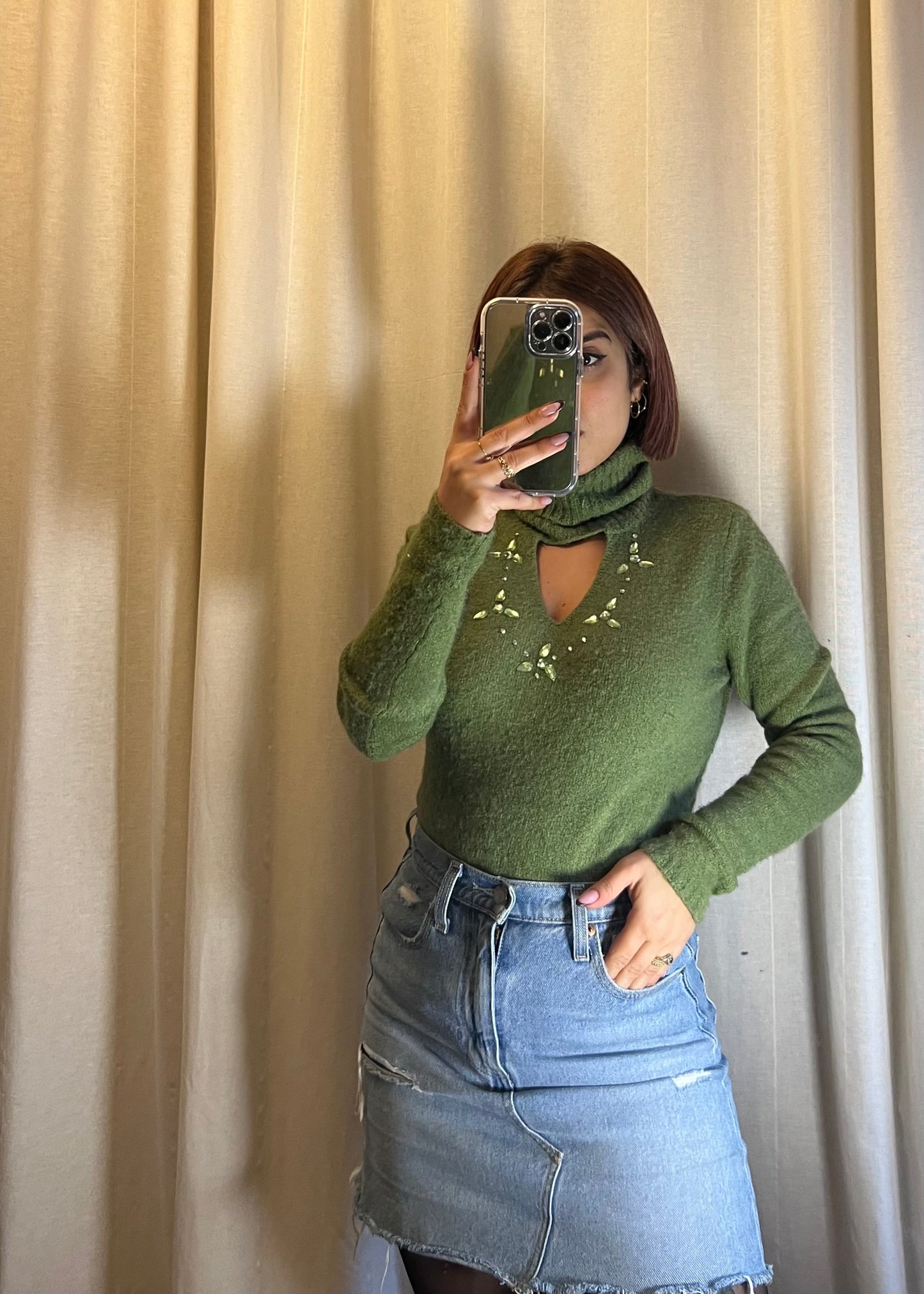 Maglione verde in lana