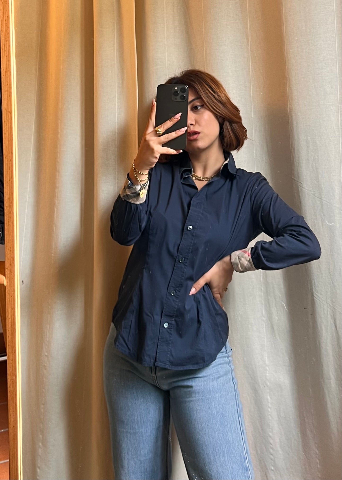 Camicia Burberry London - Blu Navy con Dettagli Nova Check