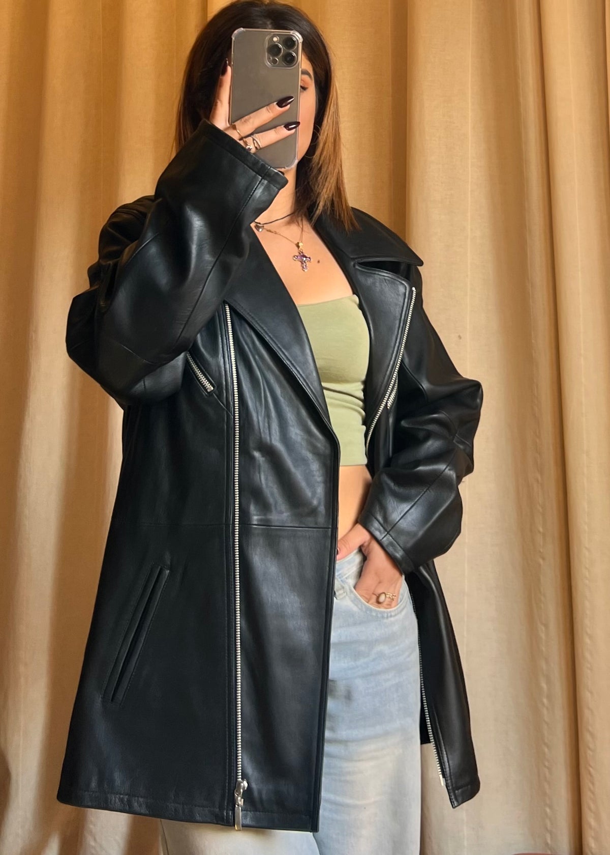 Giacca in Vera Pelle Nappa d'Agnello – Style Biker / Oversize