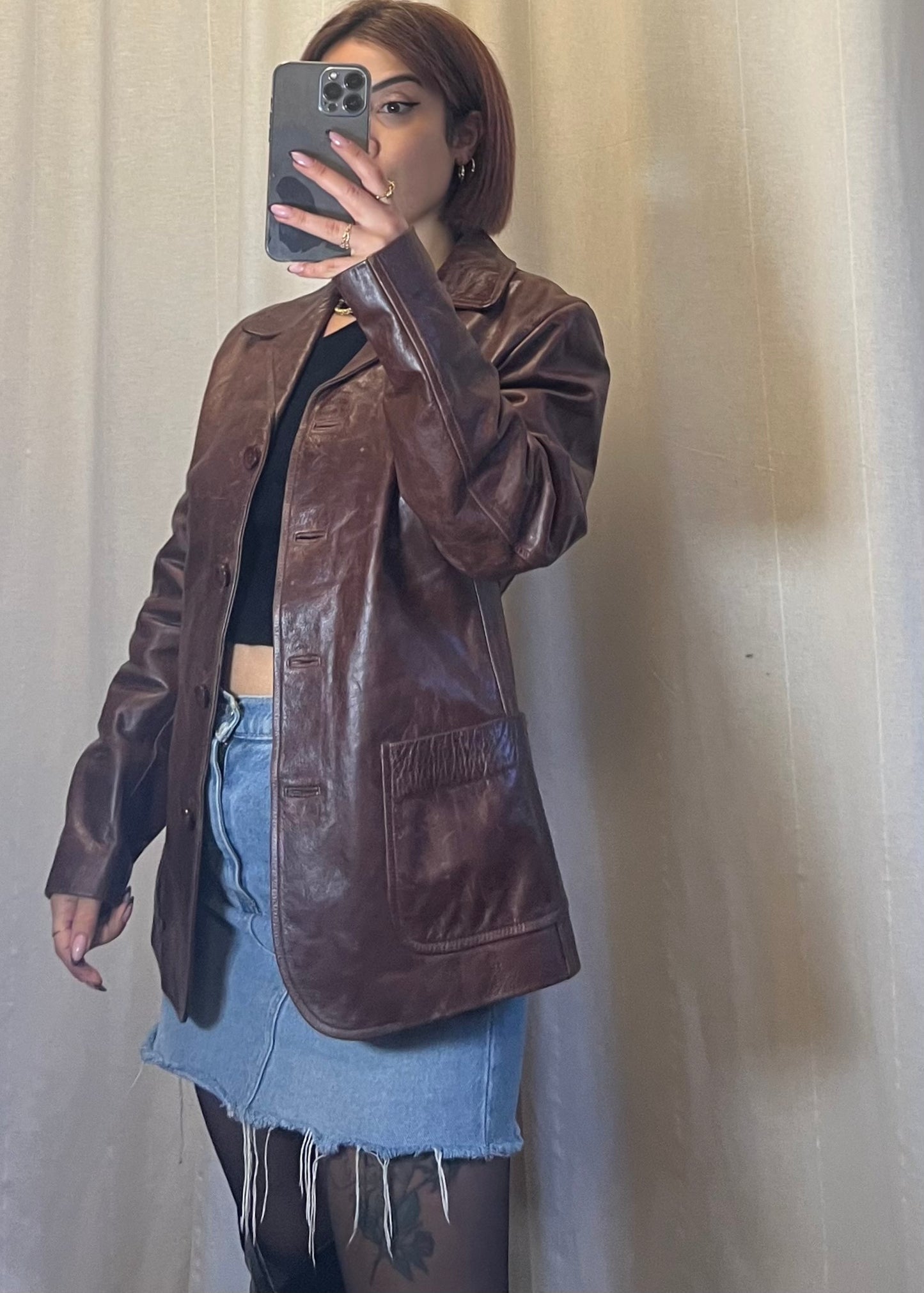 Blazer in pelle invecchiata