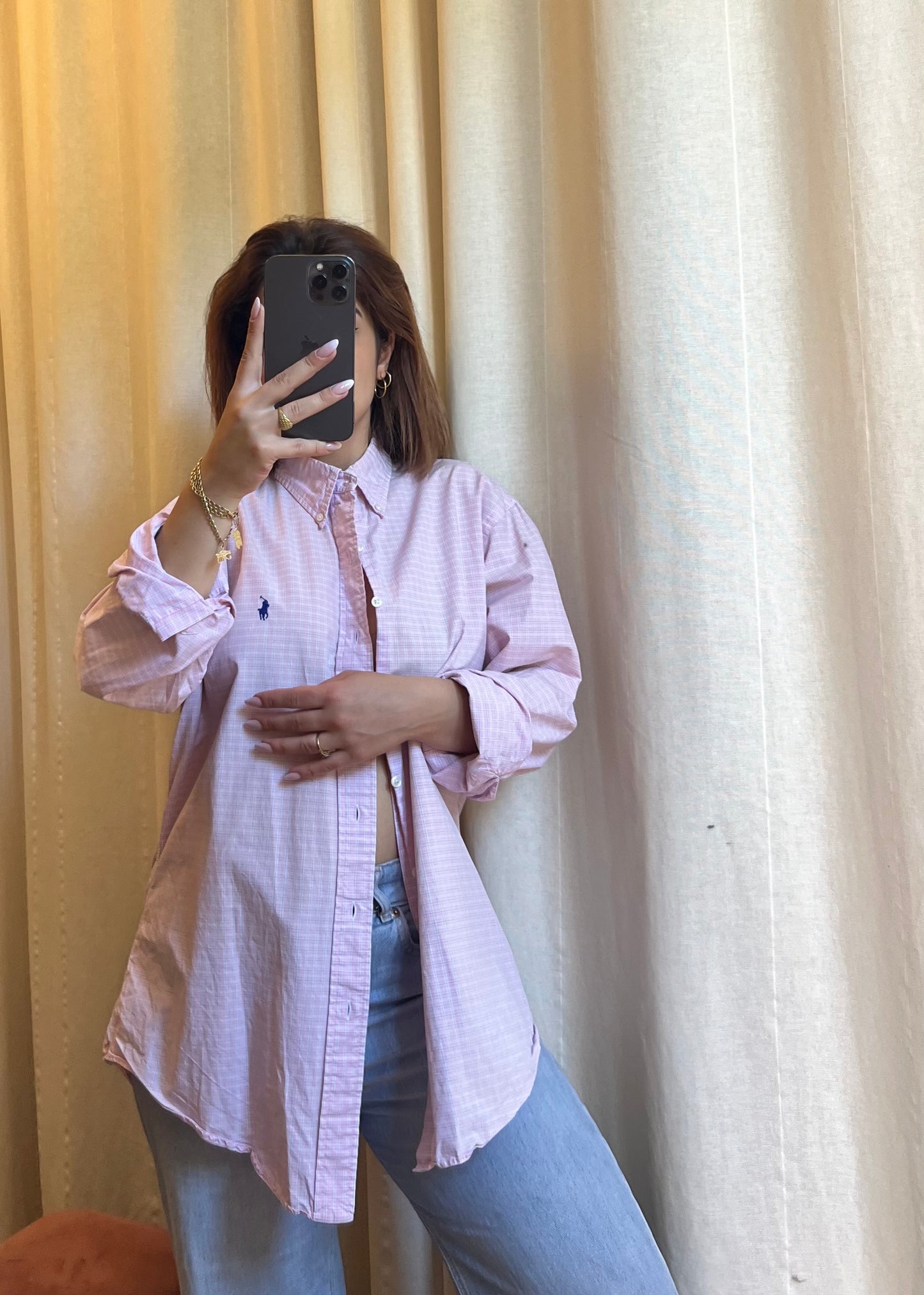 Camicia Ralph Lauren Custom Fit a quadretti rosa e azzurri – Ottimo stato