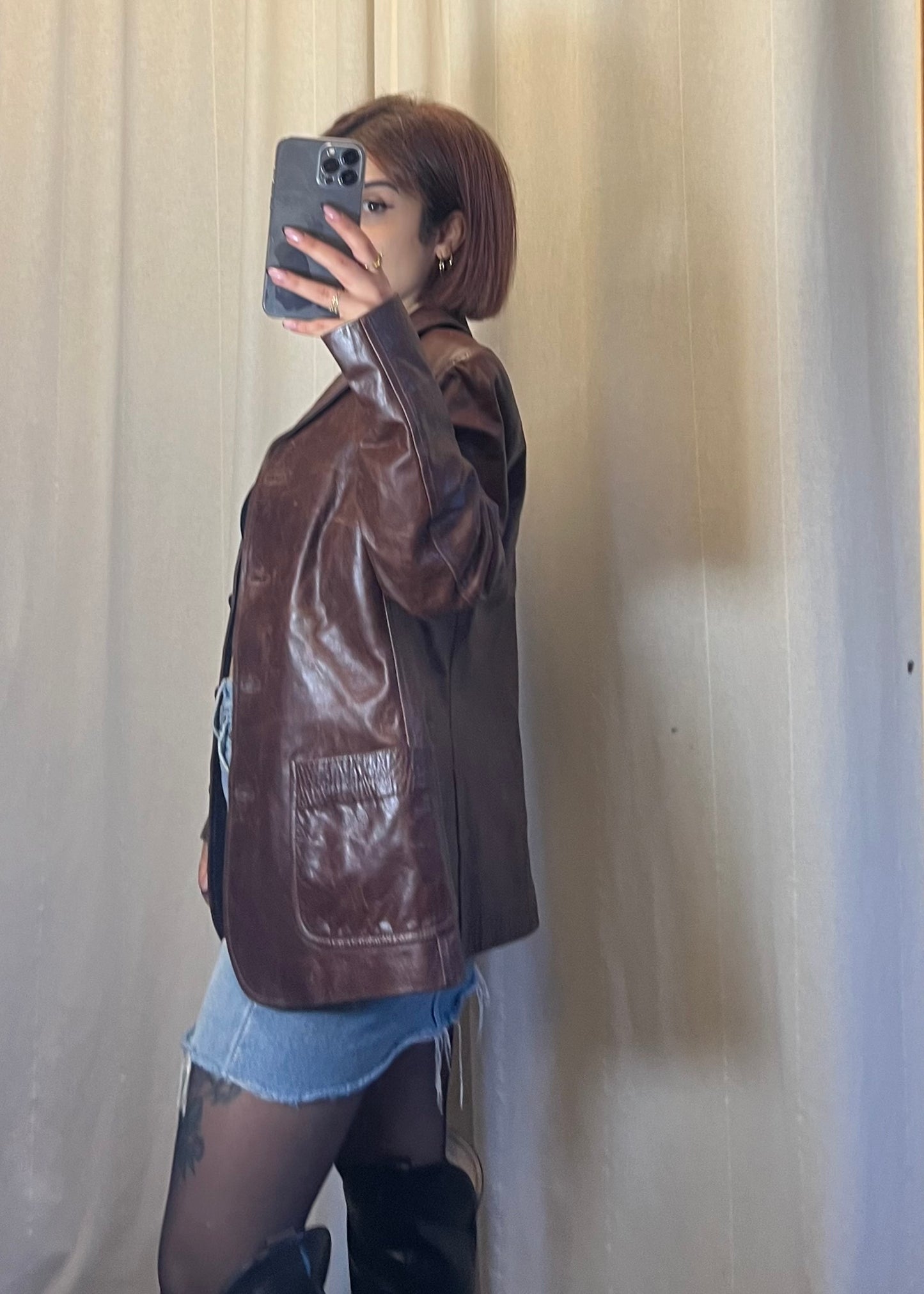 Blazer in pelle invecchiata