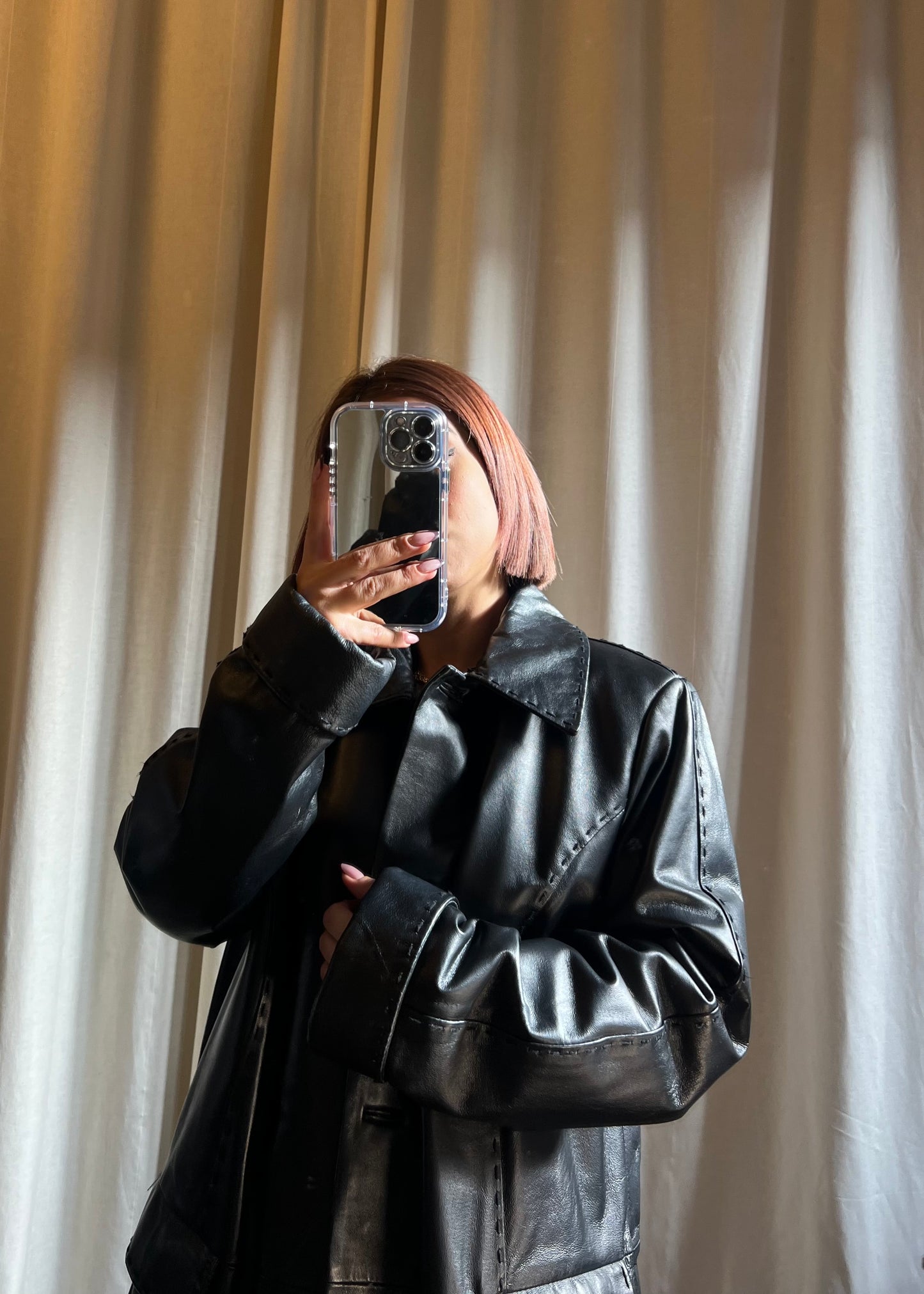 Giacca lunga in pelle