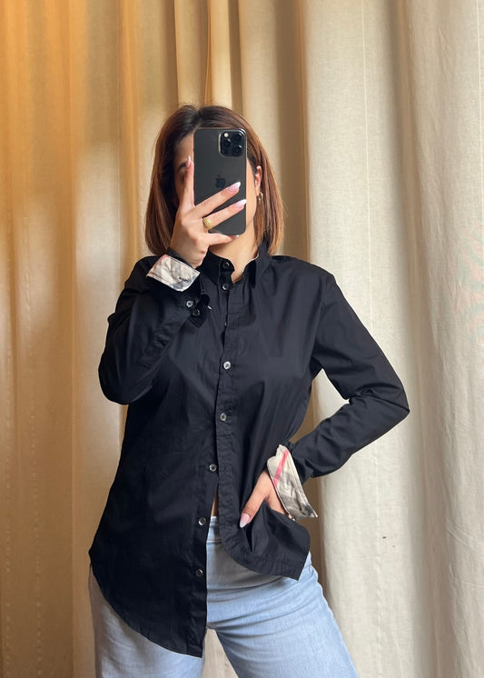 Camicia Donna Burberry Brit – Nera con Dettagli Check