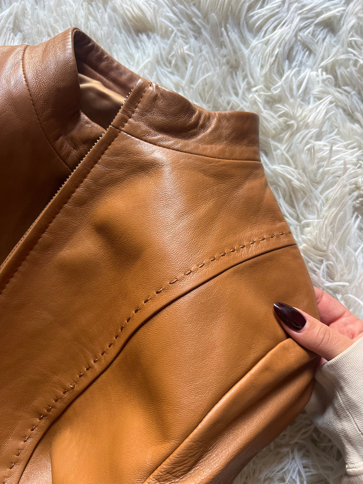 Giacca in Vera Pelle Nappa Cassani – Colore Cognac