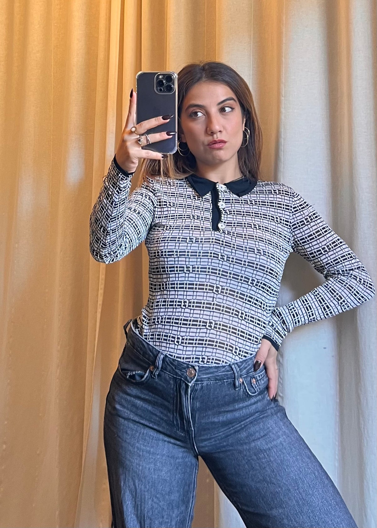 Maglia Polo Fendi Vintage in Viscosa a Maniche Lunghe – Made in Italy
