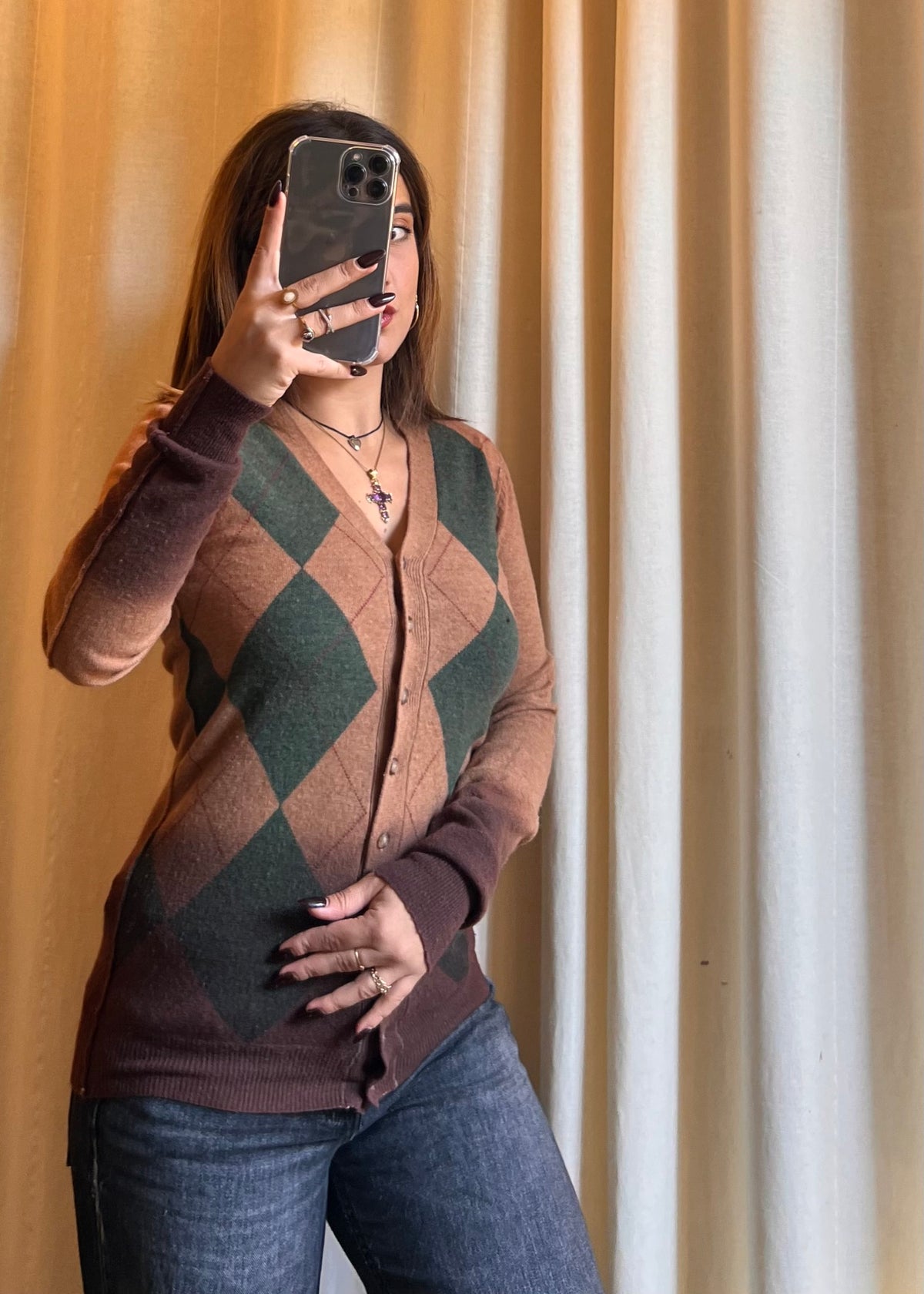 Cardigan D&G Dolce & Gabbana Vintage | Sfumato e Motivo a Rombi (Argyle)