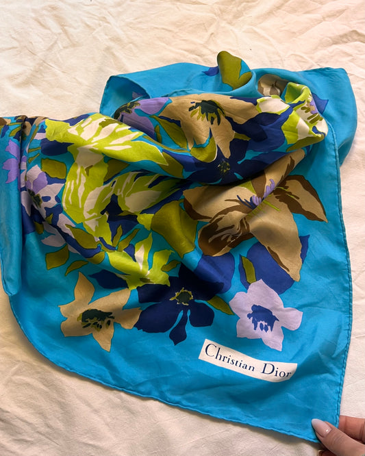 Foulard Christian Dior in Seta – Carré Floreale "Vibrant Bloom" (76x76)