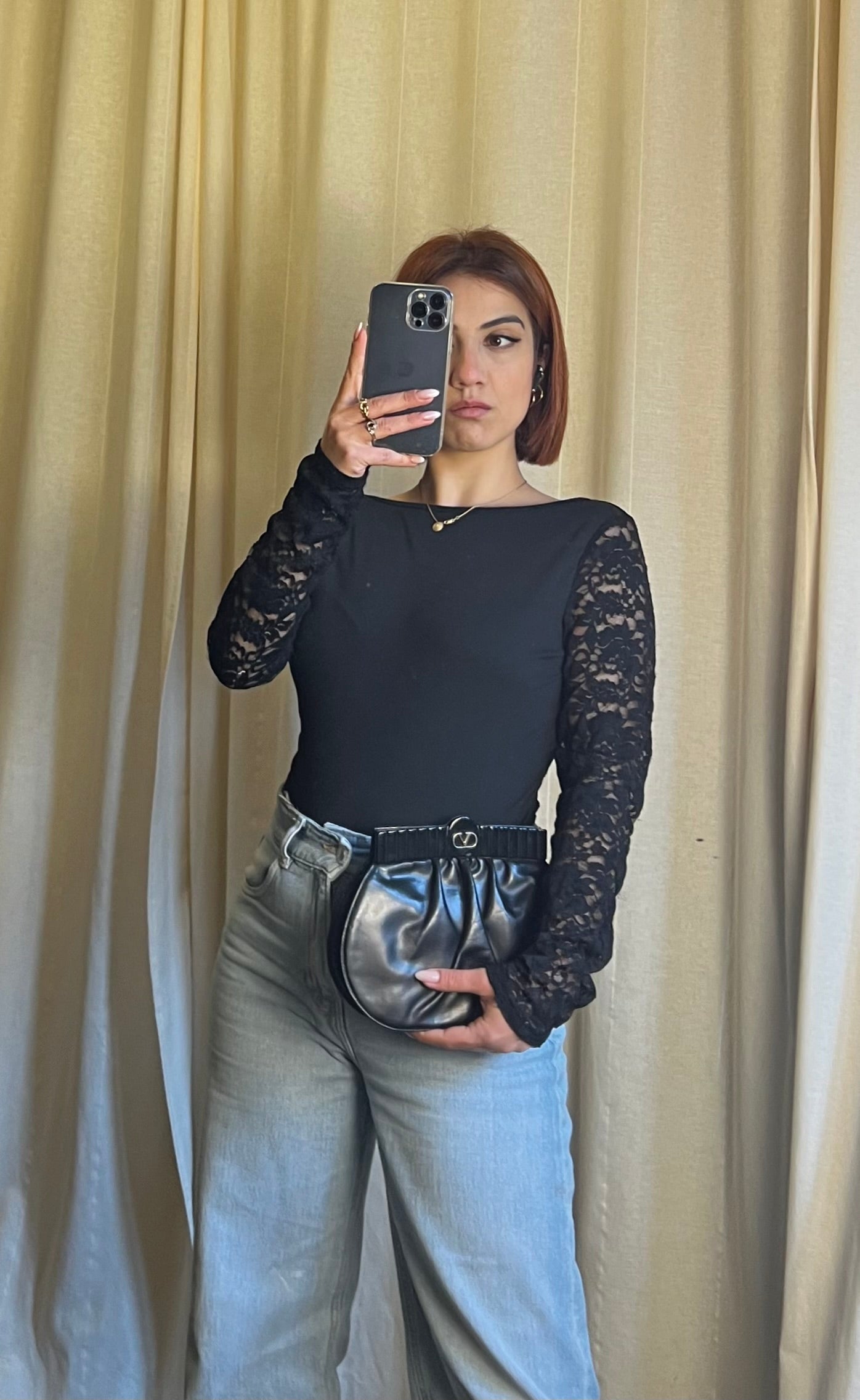 Valentino Garavani – Borsa Vintage a clutch/ Tracolla in Pelle Plissé