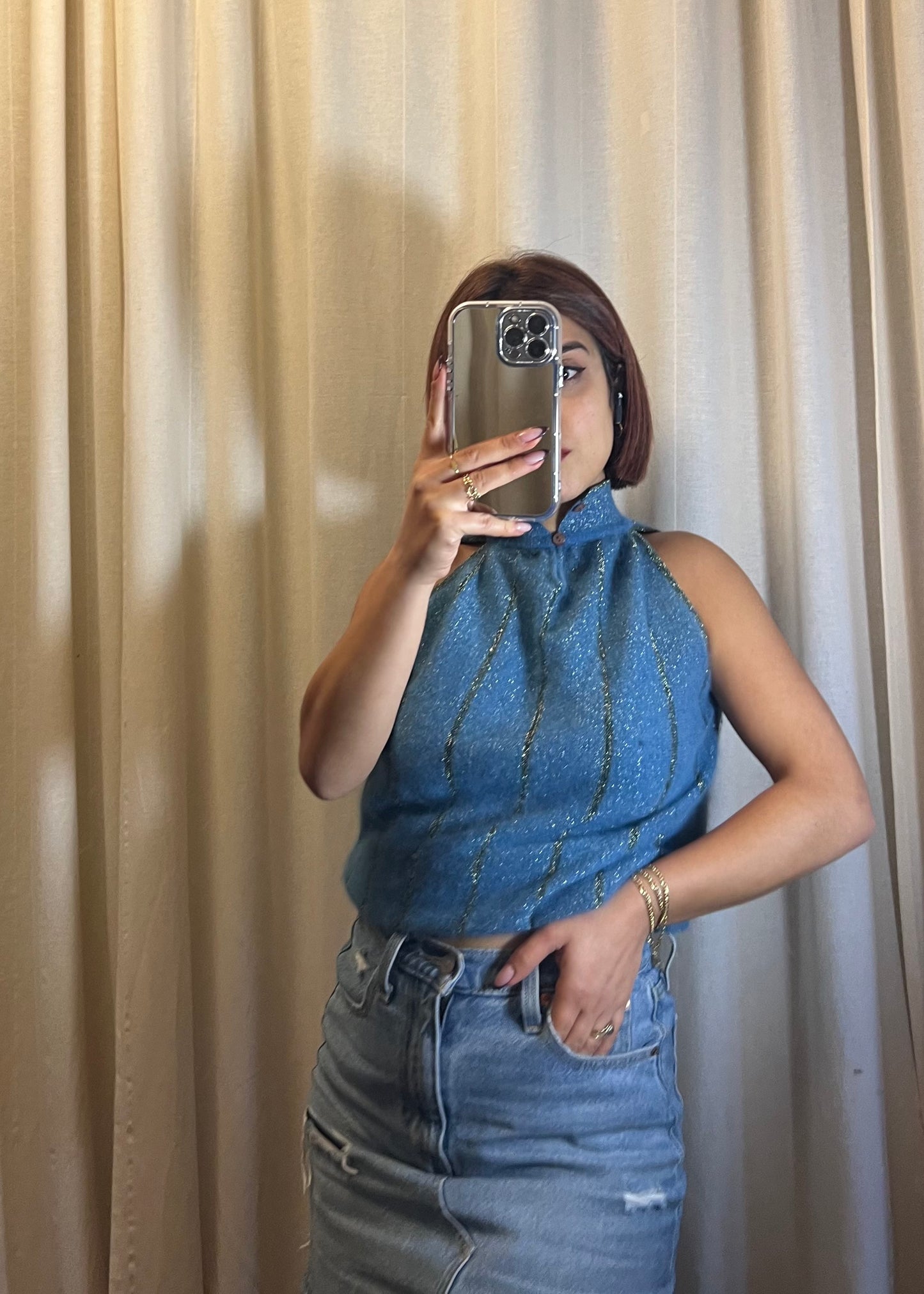 Maglione smanicato in angora