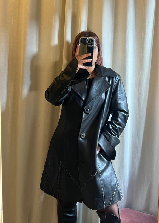 Giacca lunga in pelle