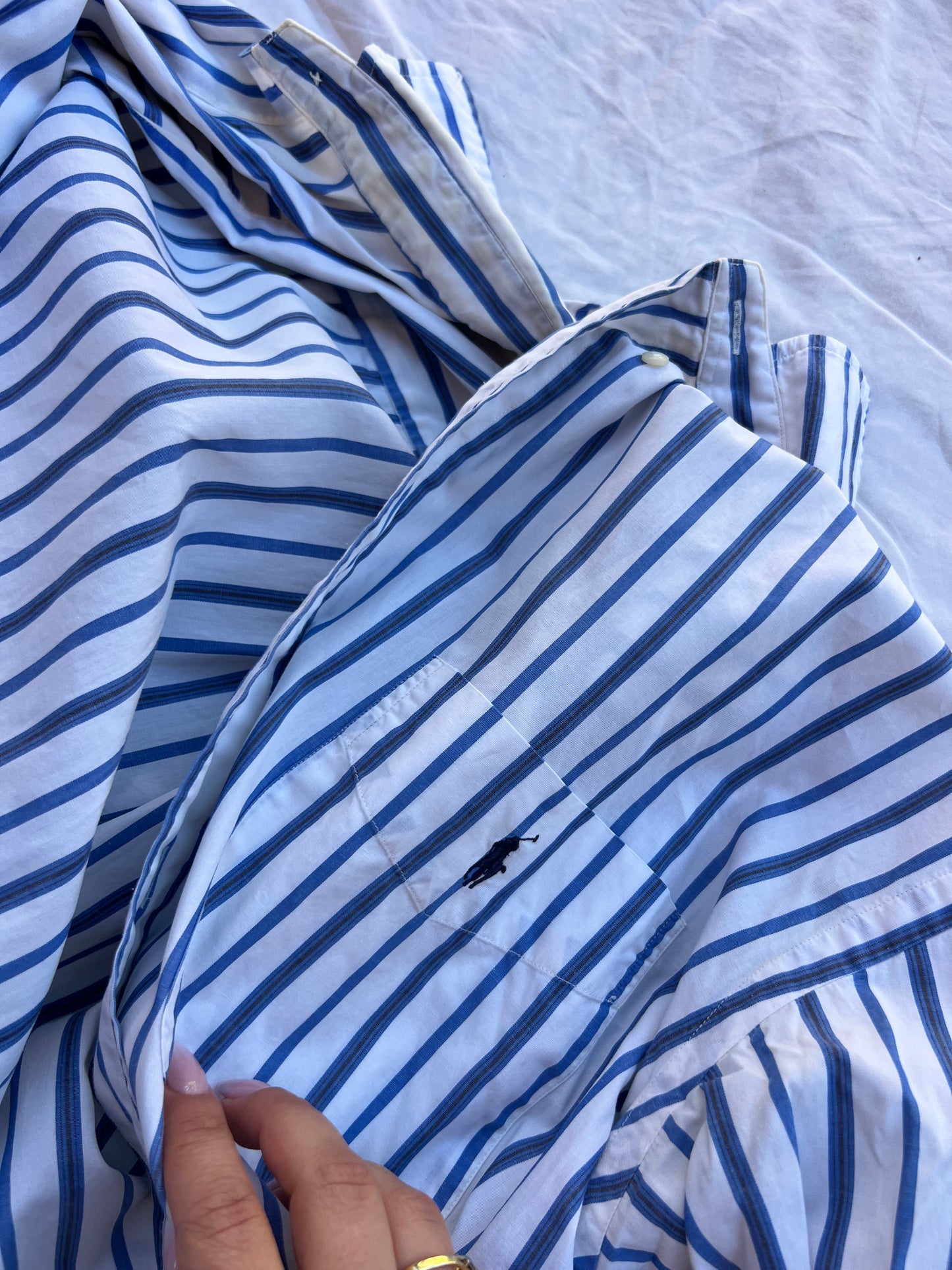 Camicia Vintage Polo Ralph Lauren "Blaire" – Righe Bianco e Blu