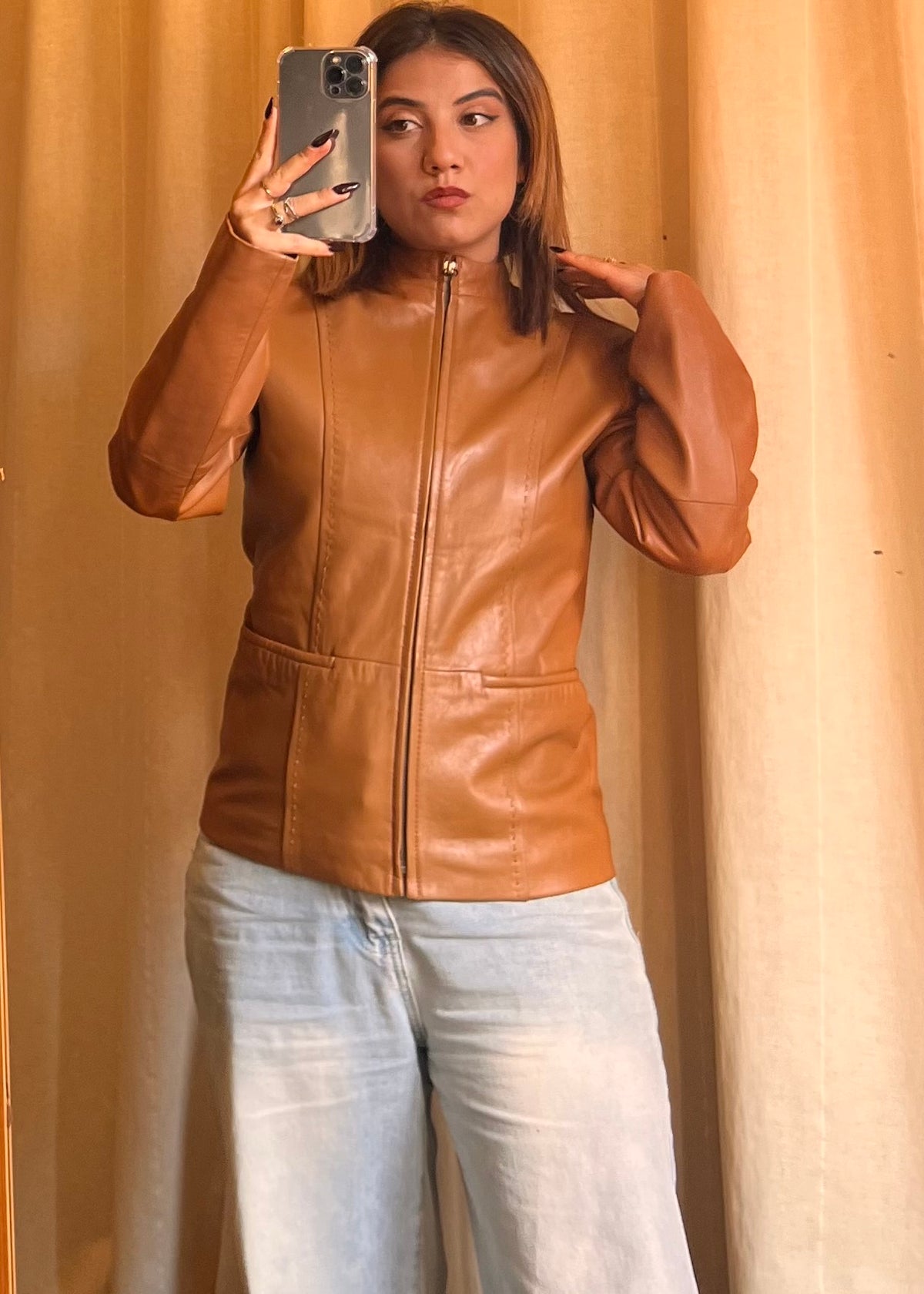 Giacca in Vera Pelle Nappa Cassani – Colore Cognac