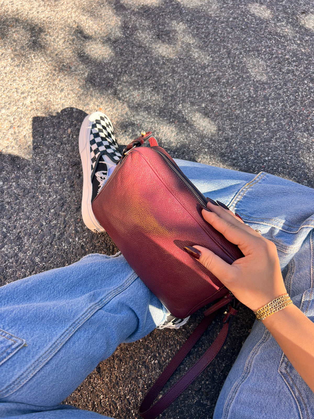 Borsa a Tracolla Miu Miu "Bandoliera" in Pelle Madras – Colore Amaranto