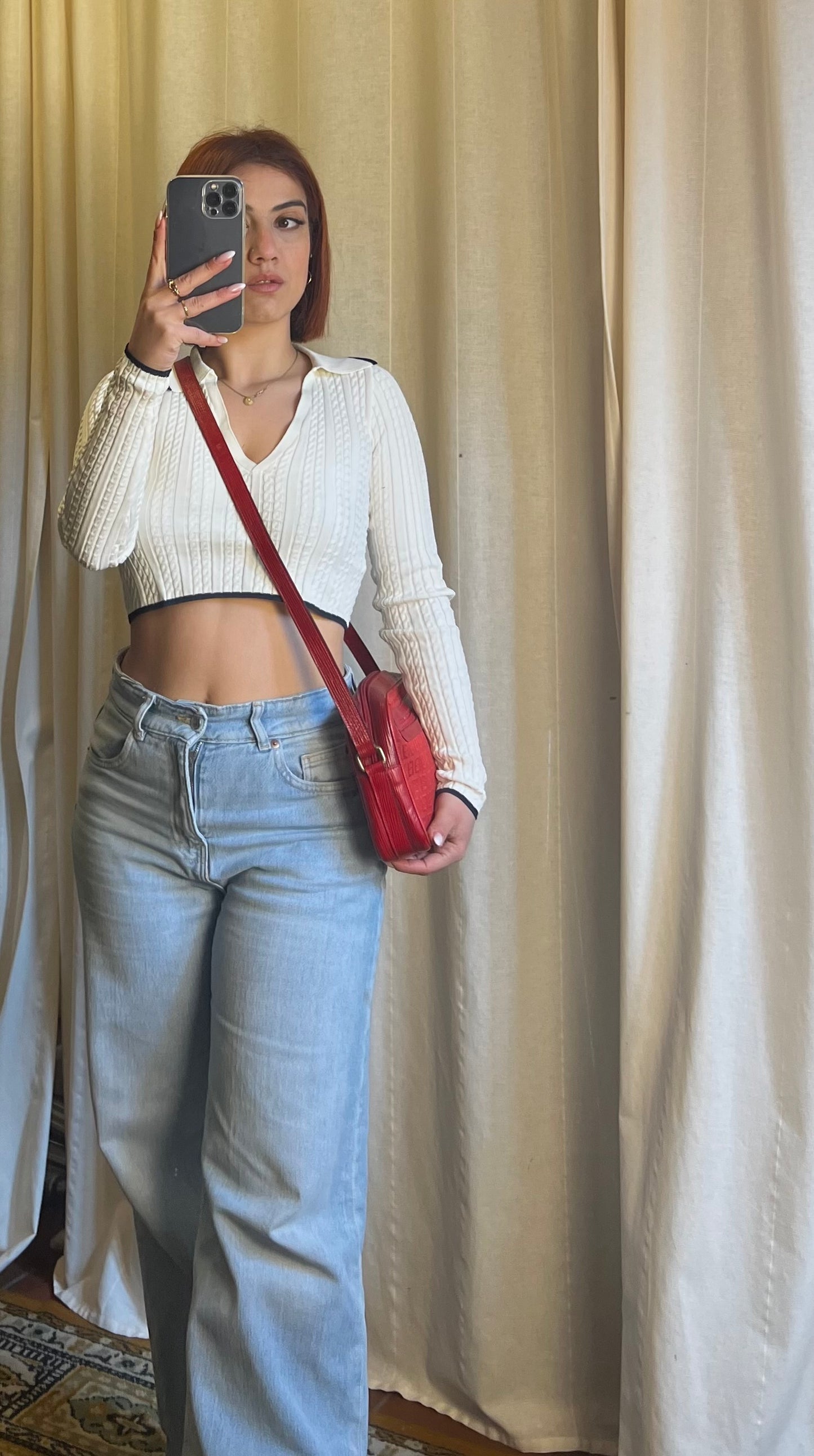 FENDI – Tracolla Vintage Camera Bag in Tessuto Zucca Rosso