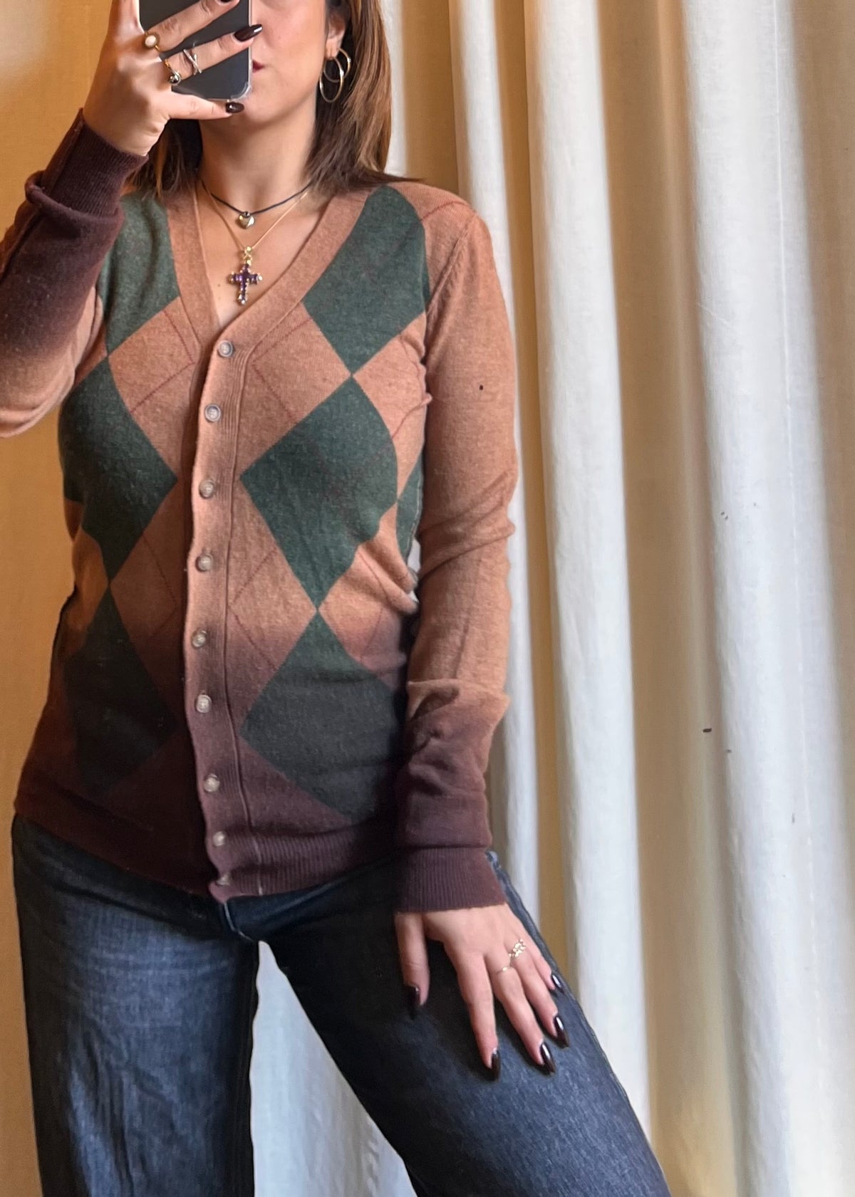 Cardigan D&G Dolce & Gabbana Vintage | Sfumato e Motivo a Rombi (Argyle)