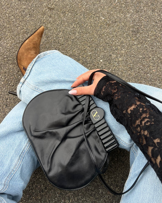 Valentino Garavani – Borsa Vintage a clutch/ Tracolla in Pelle Plissé