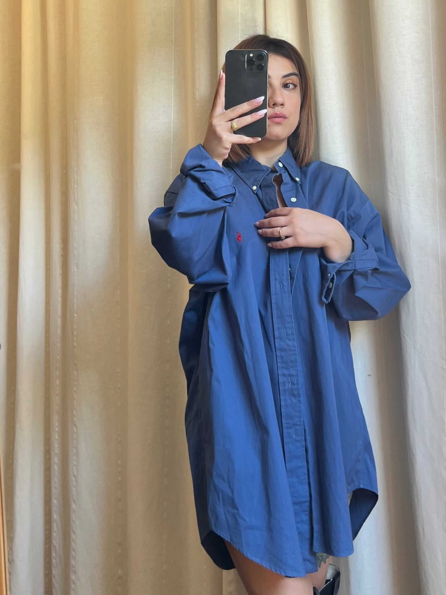 Polo Ralph Lauren camicia oversize in cotone blu