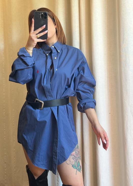 Polo Ralph Lauren camicia oversize in cotone blu