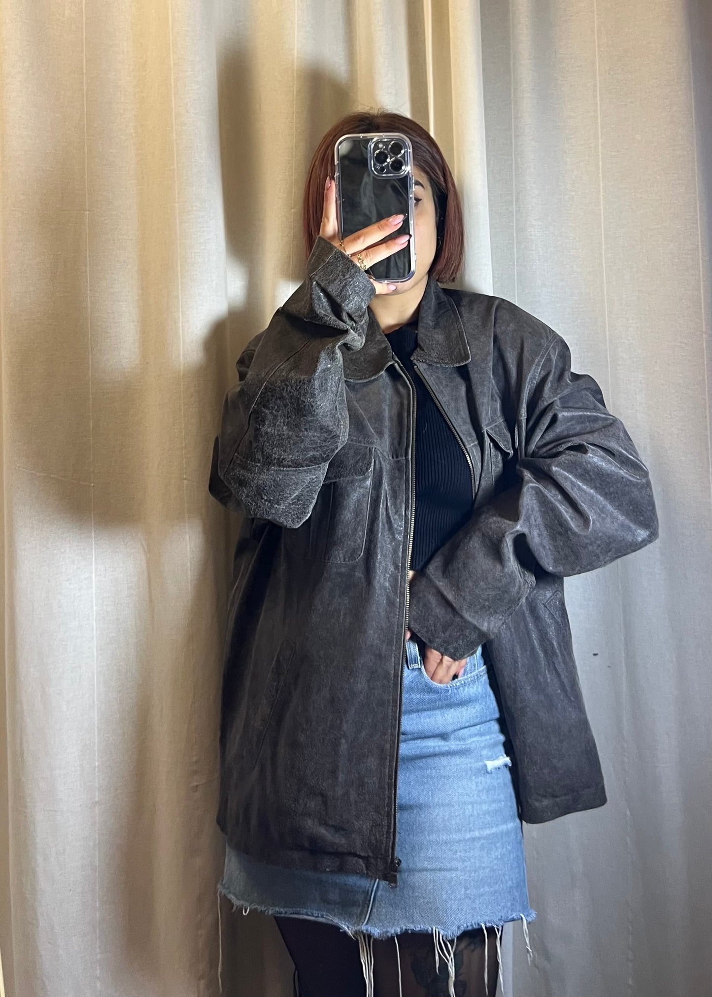 Giacca in pelle invecchiata