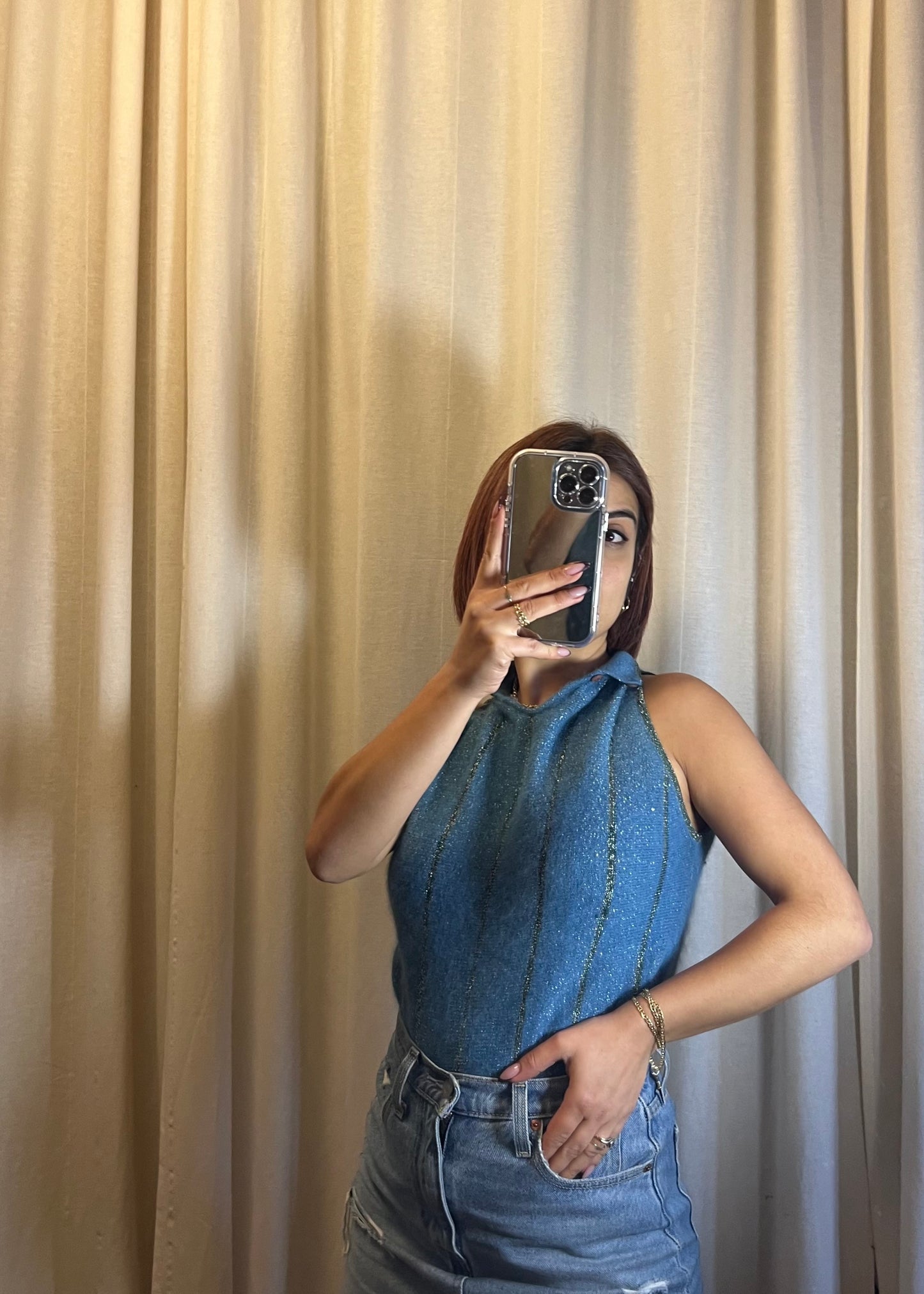 Maglione smanicato in angora