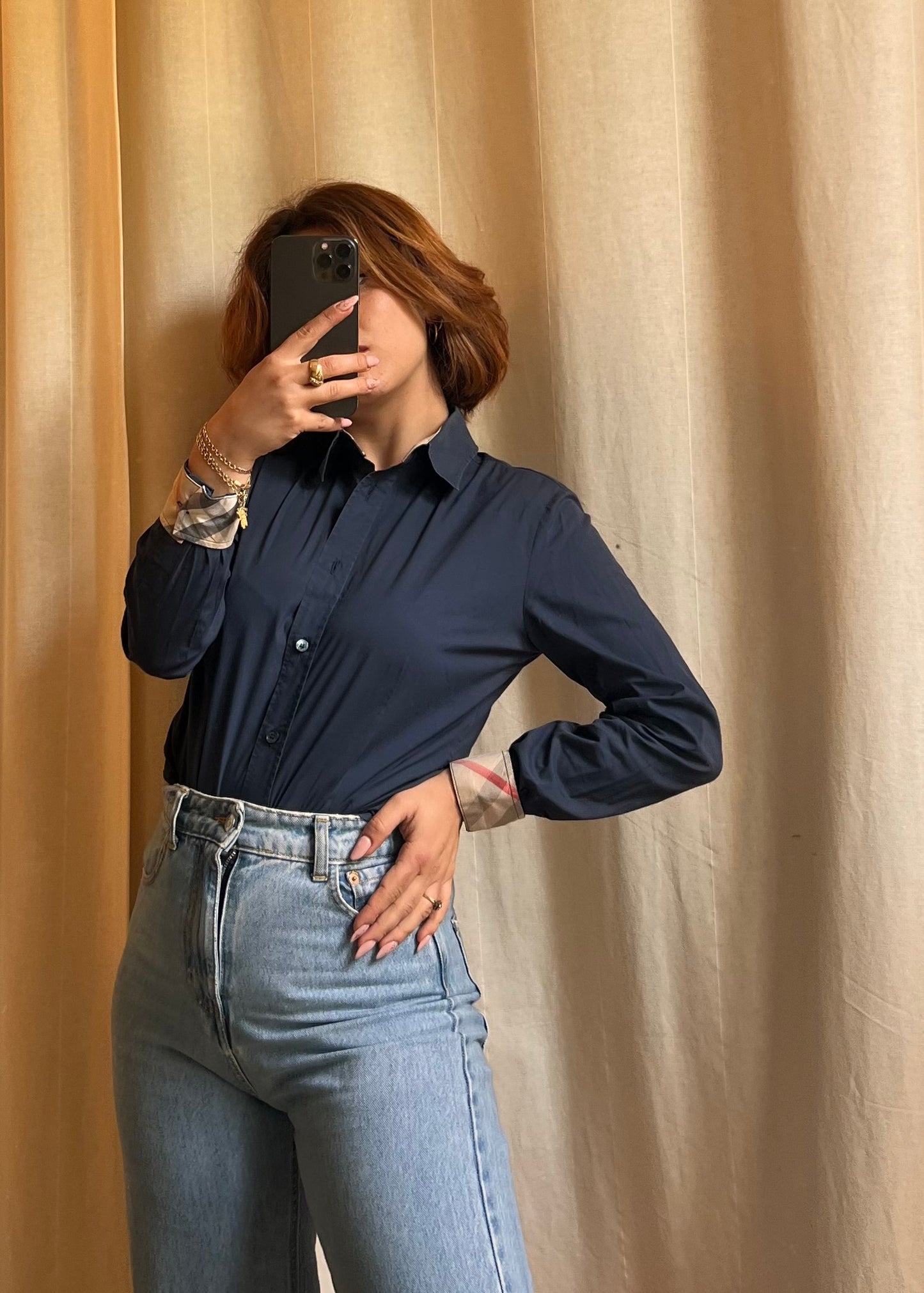 Camicia Burberry London - Blu Navy con Dettagli Nova Check