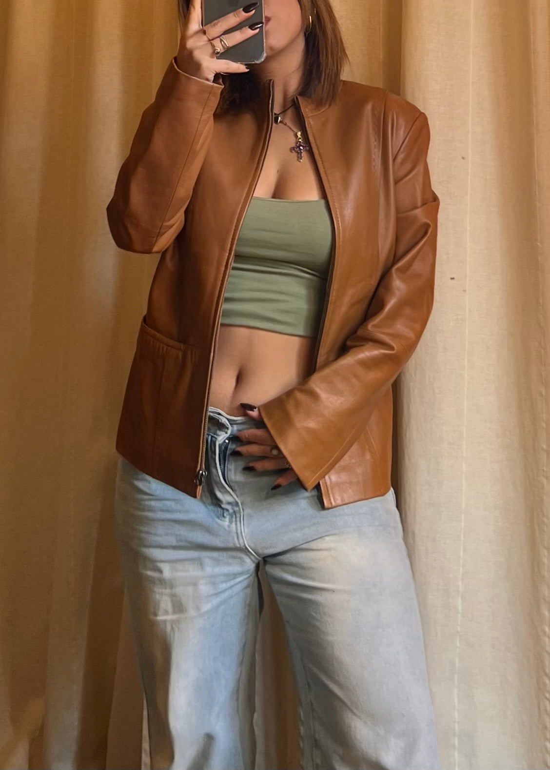 Giacca in Vera Pelle Nappa Cassani – Colore Cognac