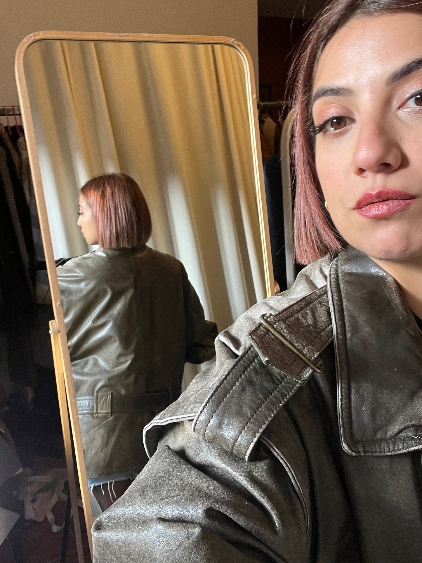 Giacca over in pelle