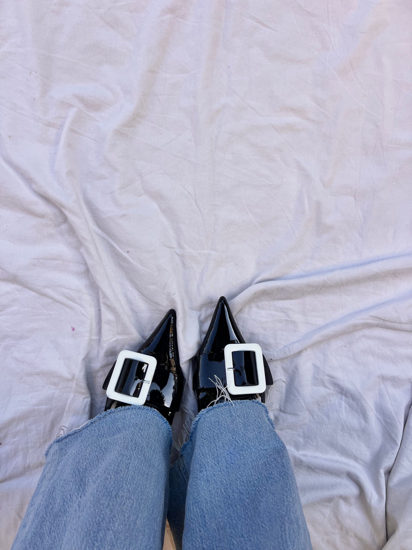 Slingback Giampaolo Viozzi in Vernice Nera con Fibbia Contratto (Tessuto/Resina Bianca) – Taglia 38