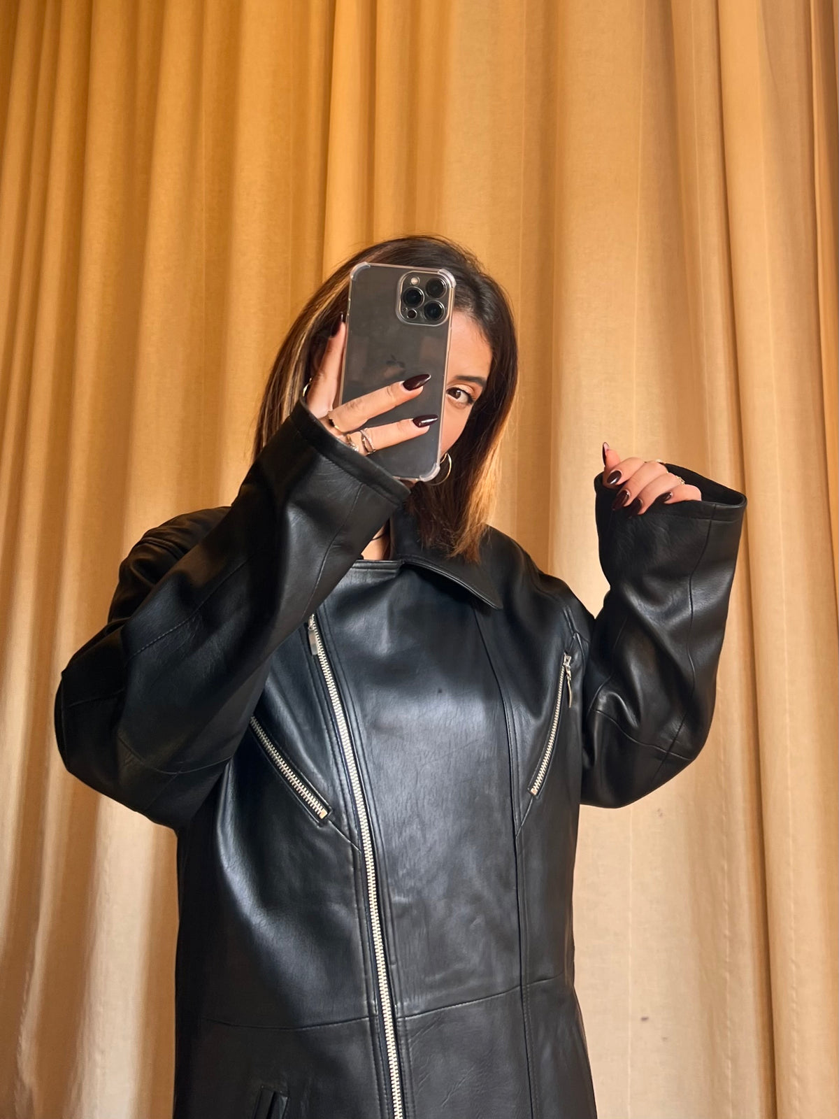 Giacca in Vera Pelle Nappa d'Agnello – Style Biker / Oversize