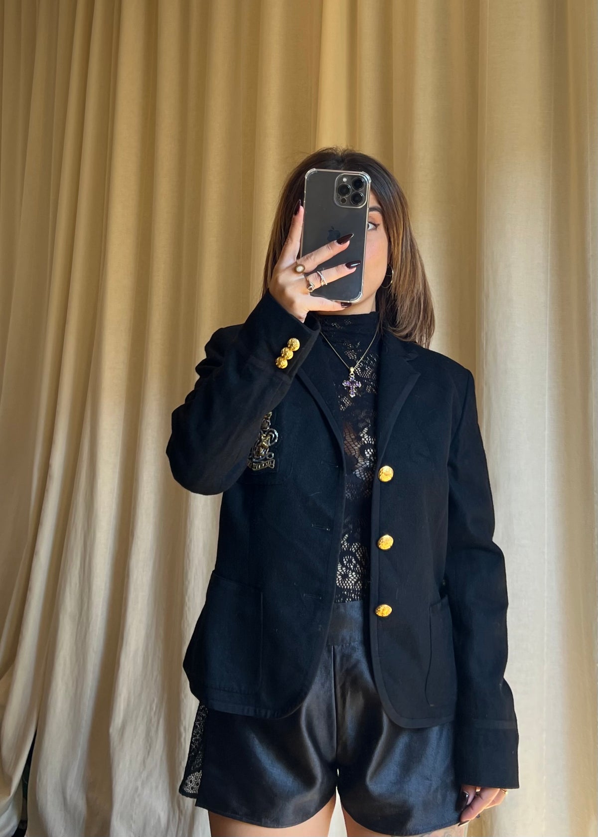 Blazer / Giacca Vintage Ralph Lauren con Stemma Aristocratico e Bottoni Dorati