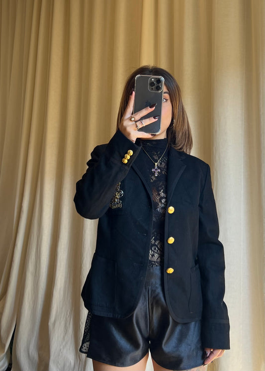 Blazer / Giacca Vintage Ralph Lauren con Stemma Aristocratico e Bottoni Dorati