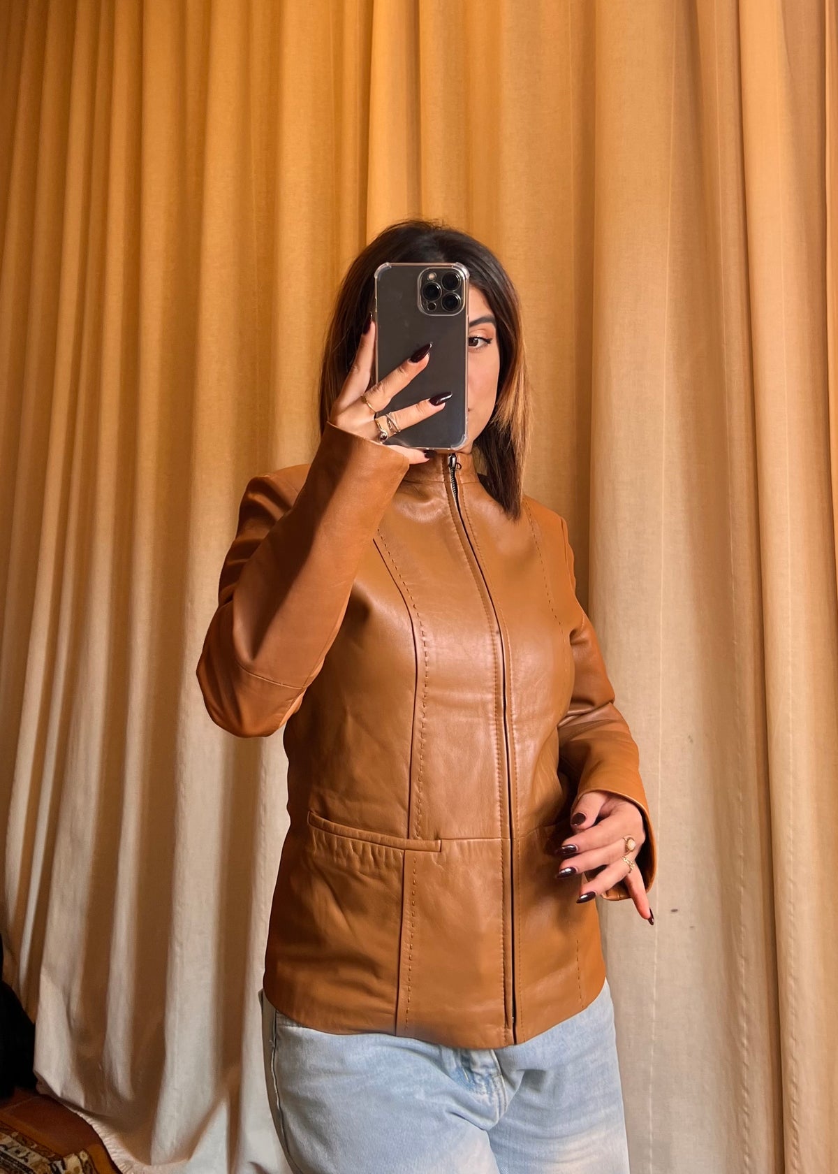 Giacca in Vera Pelle Nappa Cassani – Colore Cognac