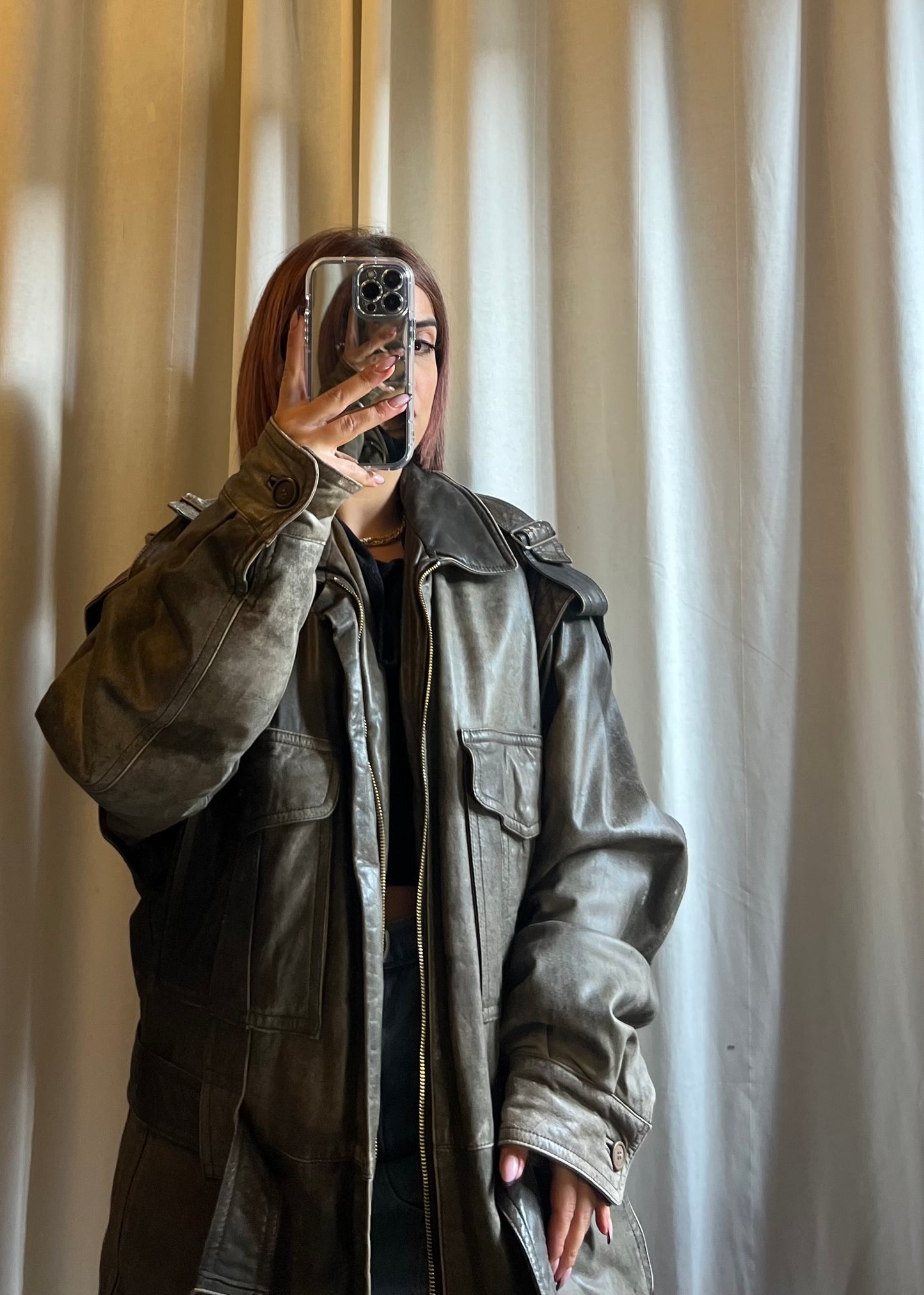 Giacca over in pelle