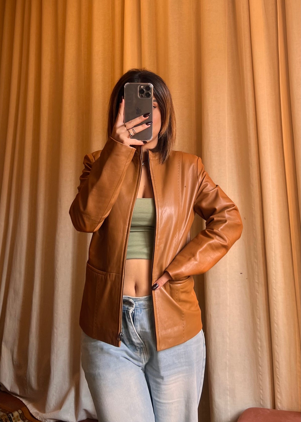 Giacca in Vera Pelle Nappa Cassani – Colore Cognac