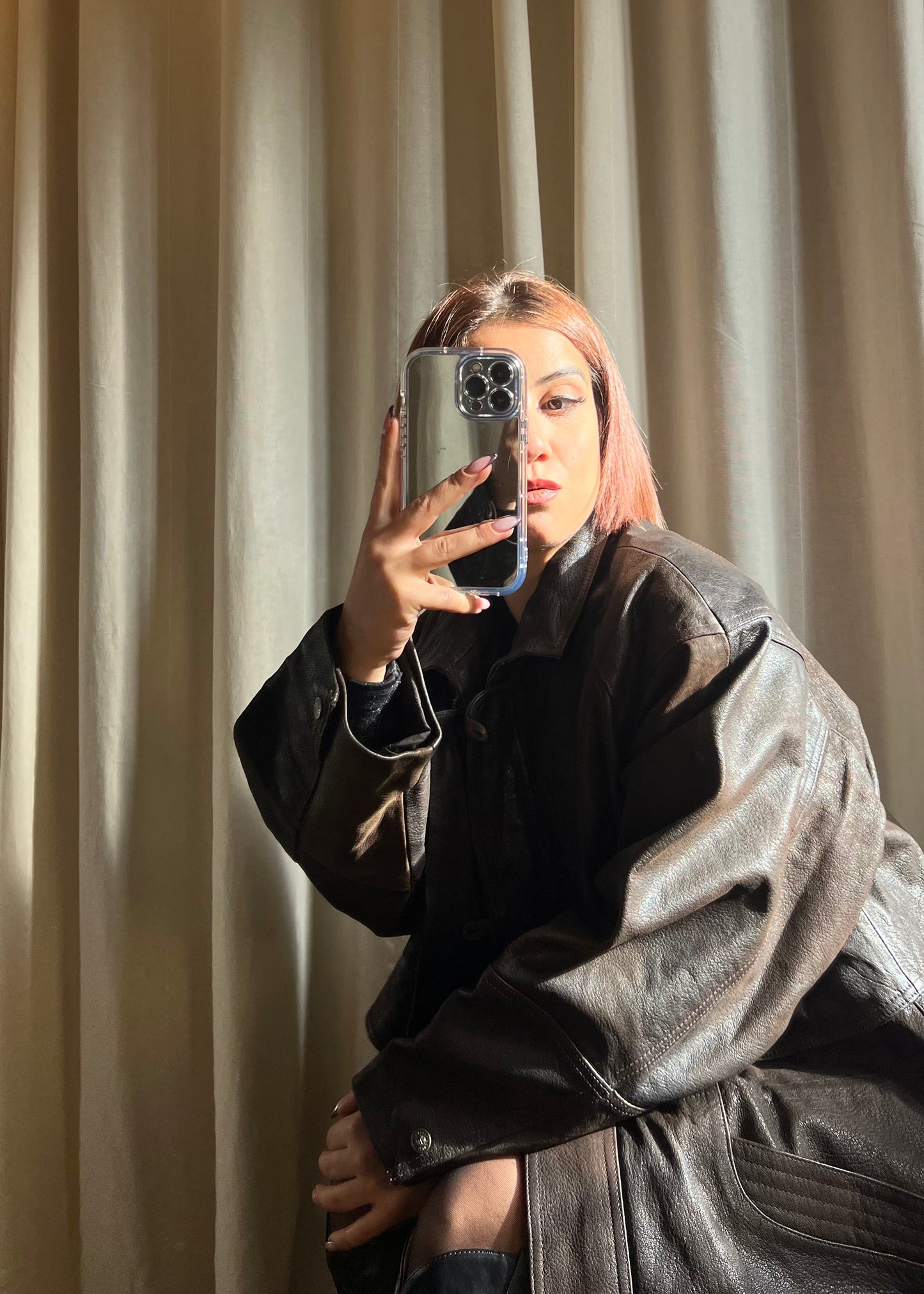 Giacca over in pelle