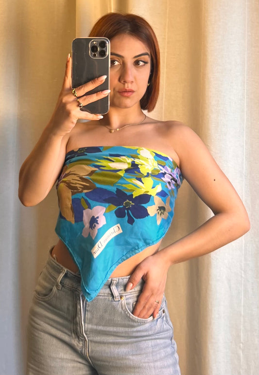 Foulard Christian Dior in Seta – Carré Floreale "Vibrant Bloom" (76x76)