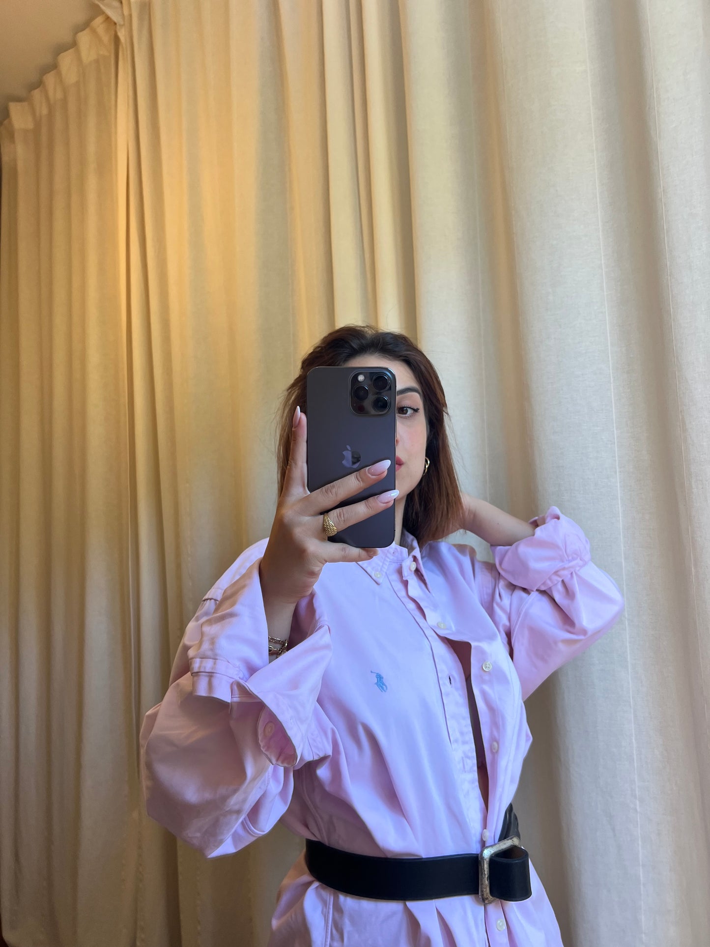 Camicia Polo Ralph Lauren Oversize – Rosa Pastello