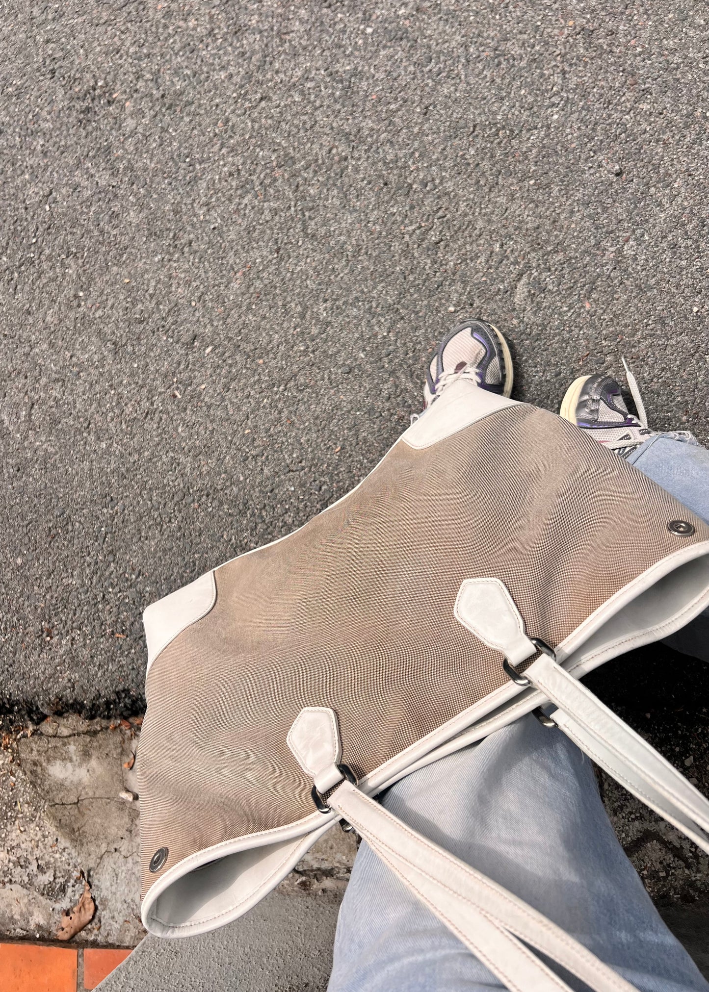 Prada Logo Jacquard Tote – Canvas & Leather