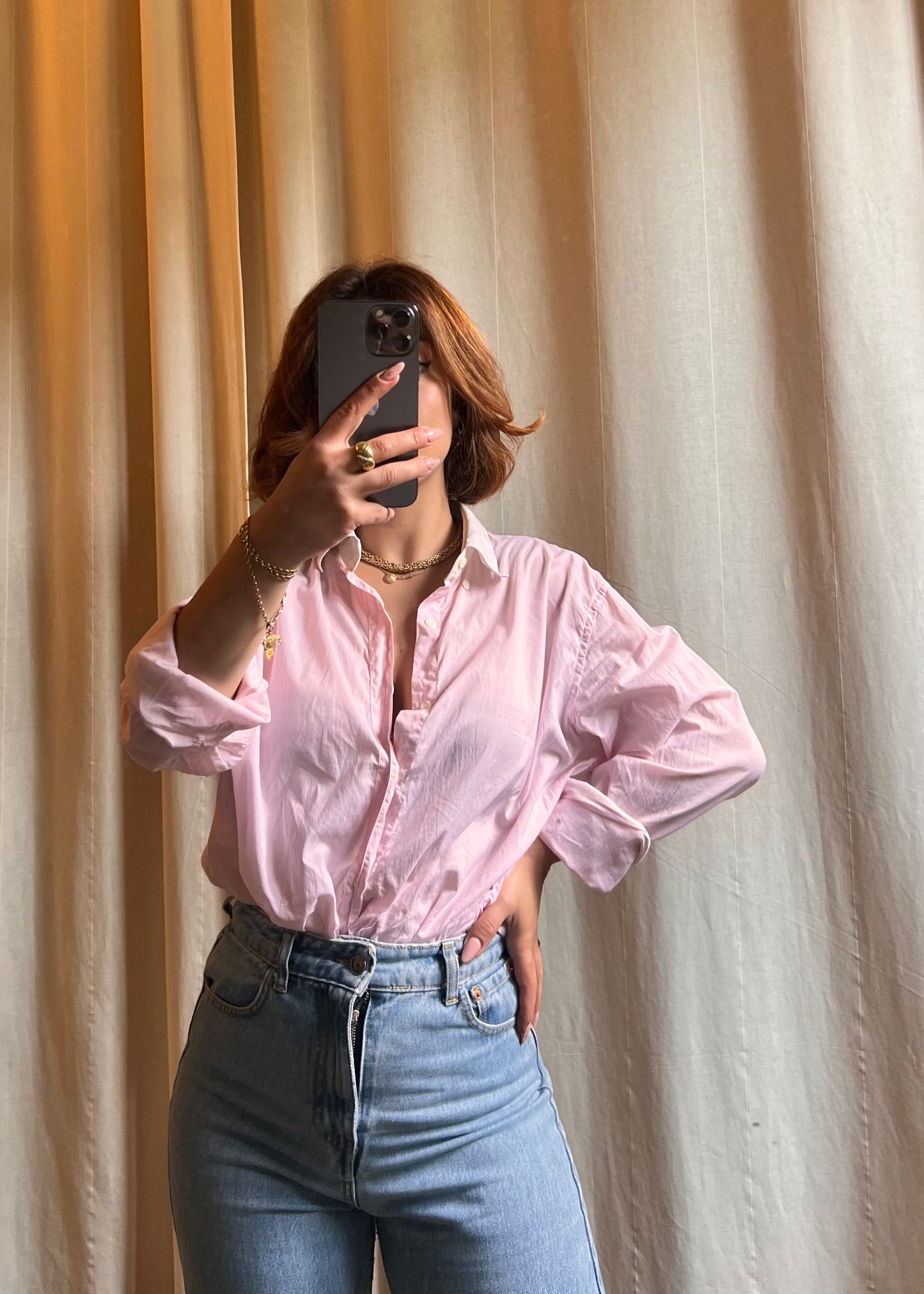 Camicia Vintage Yves Saint Laurent – Rosa a Righe Sottili