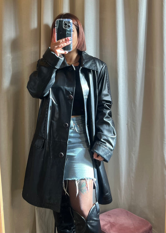 Giacca lunga in pelle